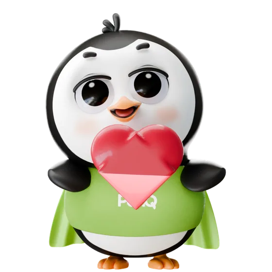PenQ holding a heart